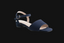 Navy blue sandal with a strap on a black background