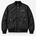 Black custom embroidered Football Mom team spirit jacket with included chest embroidery